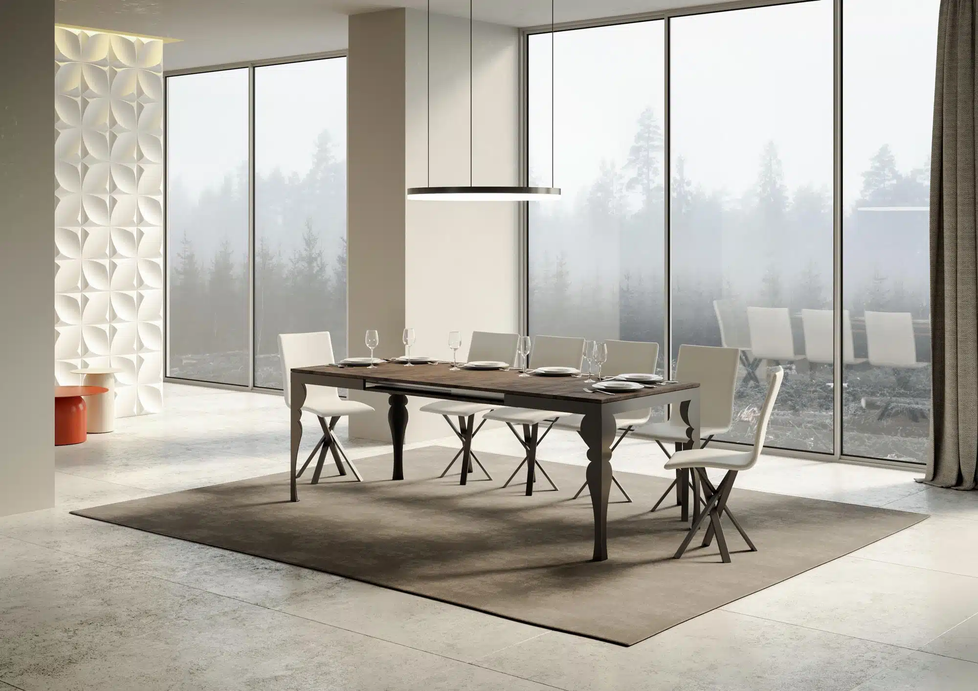 Tavolo allungabile 180/284x90 cm Paxon Evolution noce telaio e gambe antracite - immagine 3