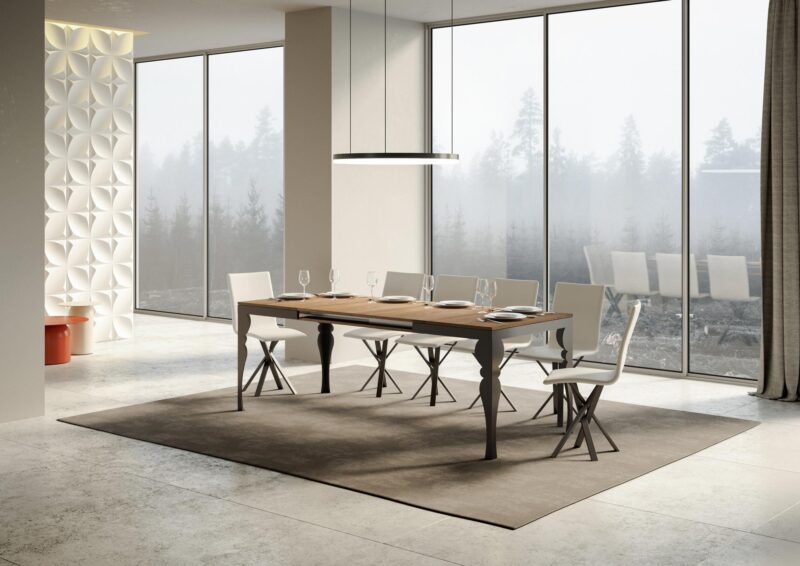 Tavolo allungabile 120/224x90 cm Paxon Evolution quercia natura telaio e gambe antracite - immagine 3