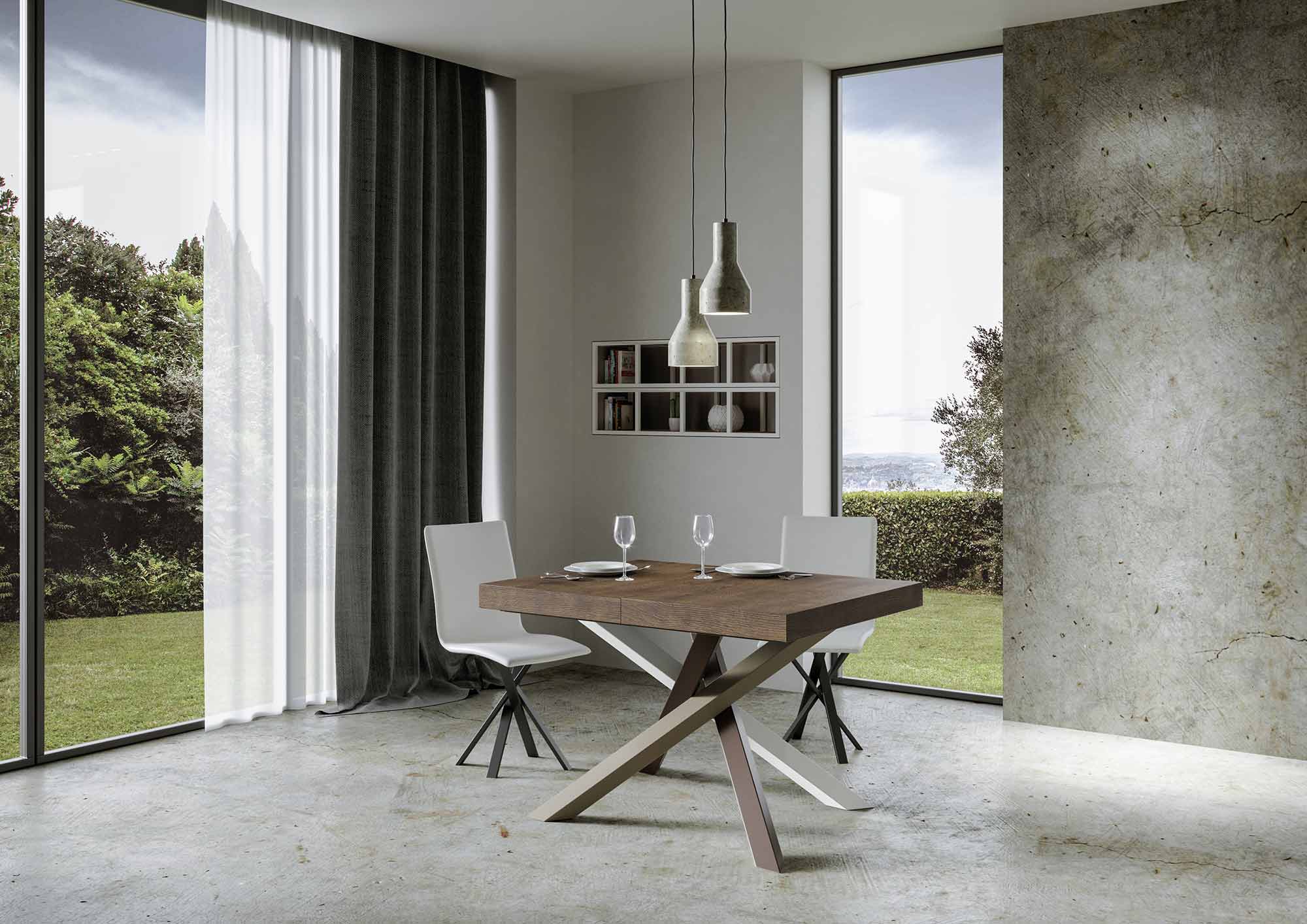 Tavolo allungabile 130/390x90 cm Volantis Premium noce gambe multicolore 4/C - immagine 2