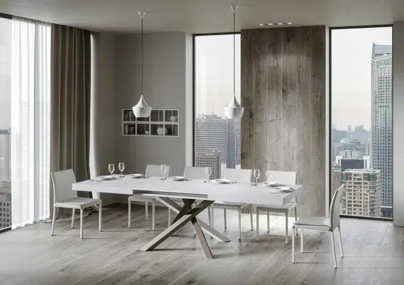 Tavolo allungabile 160/264x90 cm Volantis bianco frassino gambe multicolore 4/C - foto 3