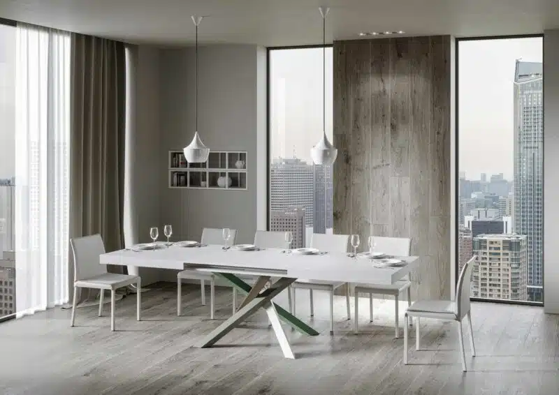 Tavolo allungabile 140/400x90 cm Volantis bianco frassino gambe multicolore 4/A - foto 3