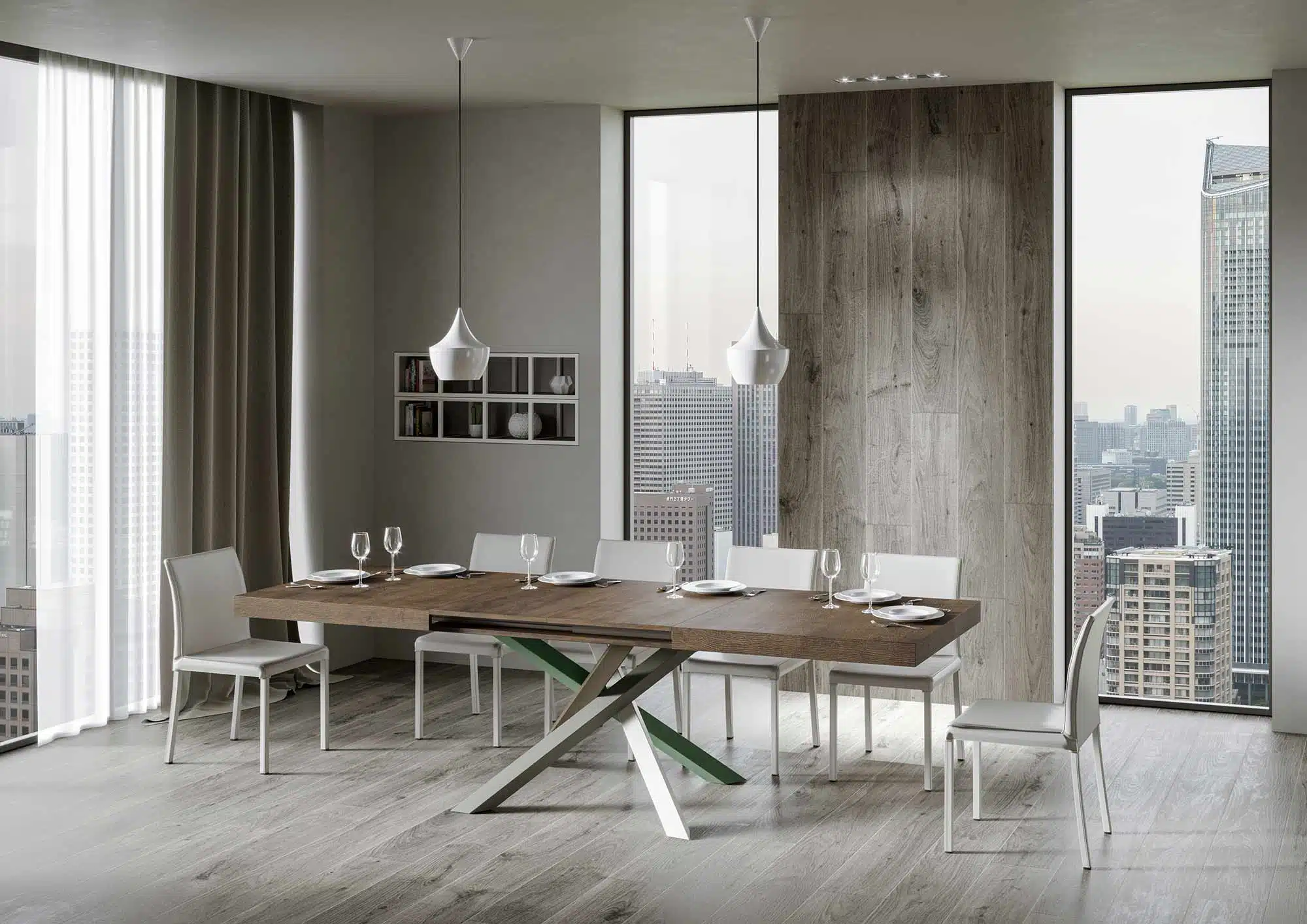 Tavolo allungabile 130/234x90 cm Volantis noce gambe multicolore 4/A - immagine 3