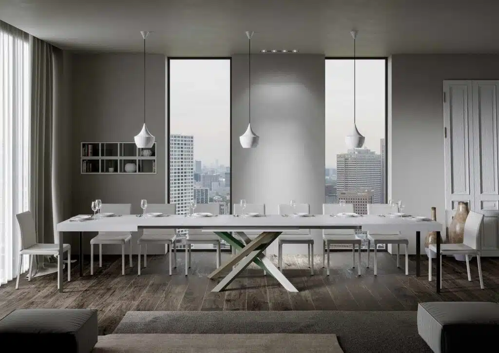 Tavolo allungabile 140/400x90 cm Volantis bianco frassino gambe multicolore 4/A - foto 4