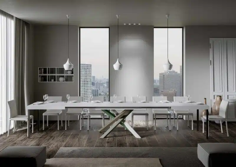 Tavolo allungabile 140/400x90 cm Volantis bianco frassino gambe multicolore 4/A - foto 4