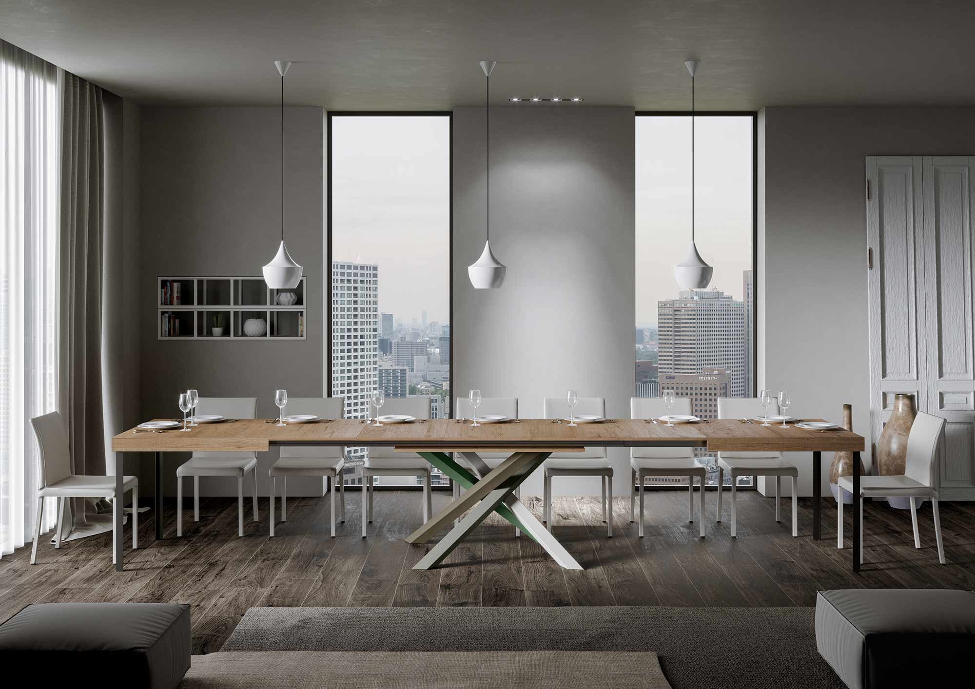 Tavolo allungabile 120/380x90 cm Volantis quercia natura gambe multicolore 4/A - immagine 4