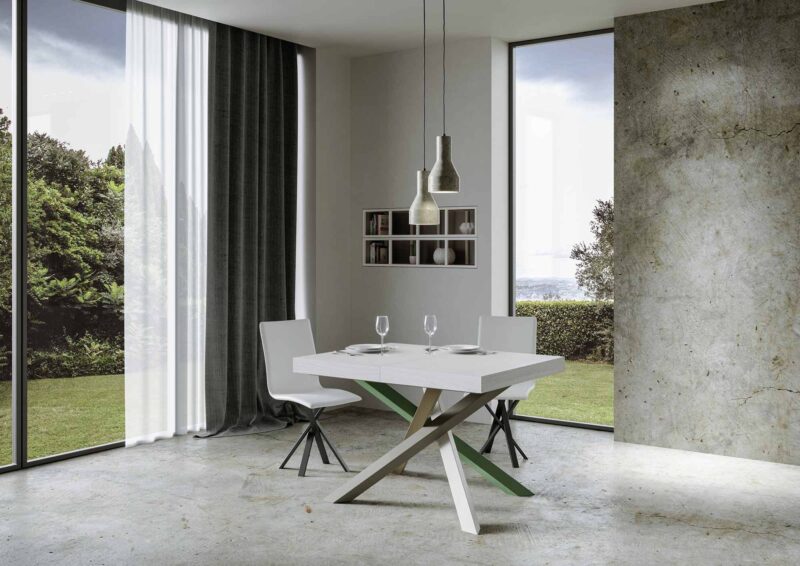 Tavolo allungabile 140/400x90 cm Volantis bianco frassino gambe multicolore 4/A - immagine 2
