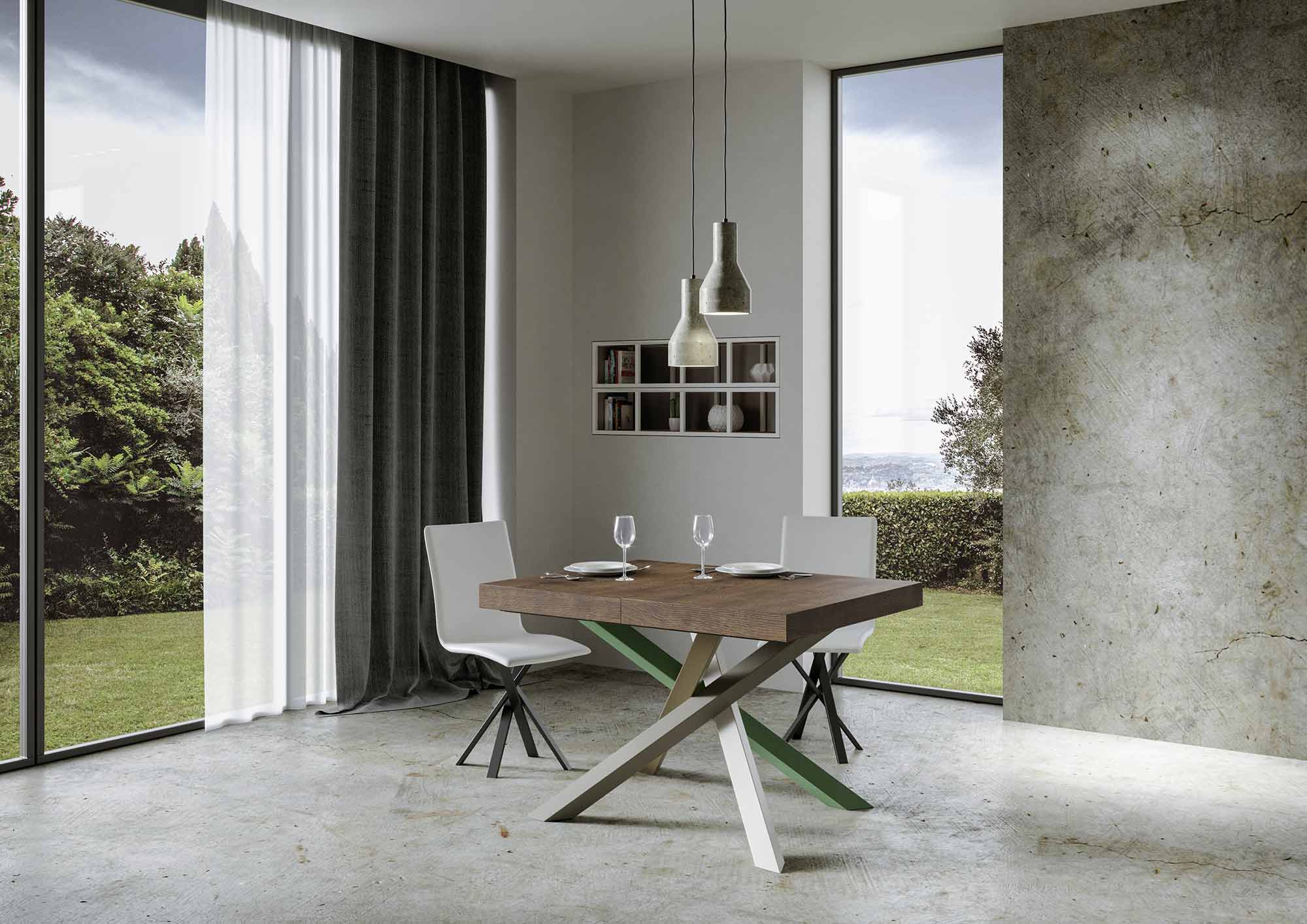 Tavolo allungabile 130/234x90 cm Volantis Premium noce gambe multicolore 4/A - immagine 2