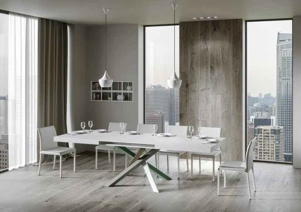 Tavolo allungabile 160/420x90 cm Volantis bianco frassino gambe multicolore 4/A - foto 3