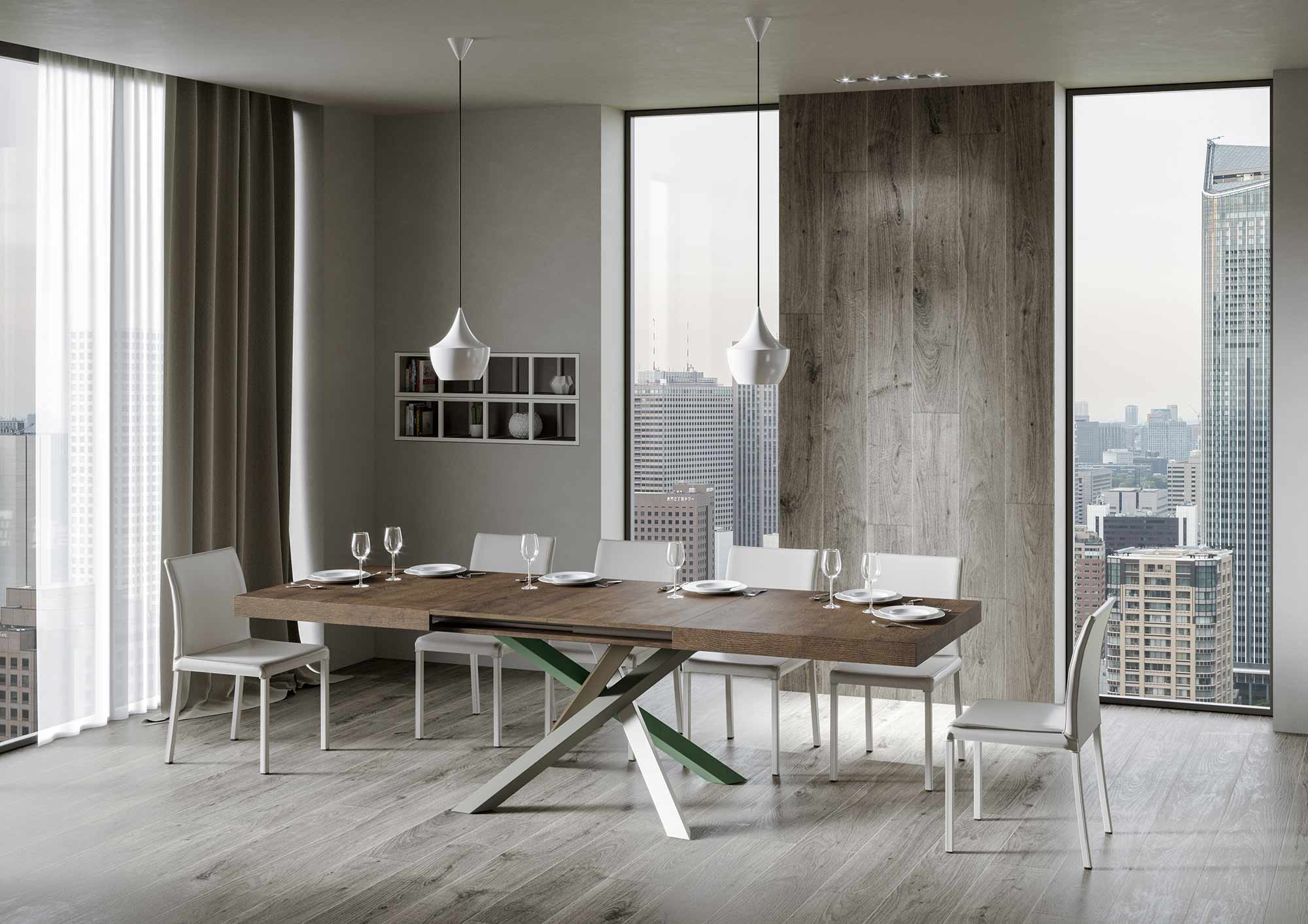 Tavolo allungabile 200/460x90 cm Volantis noce gambe multicolore 4/A - immagine 3