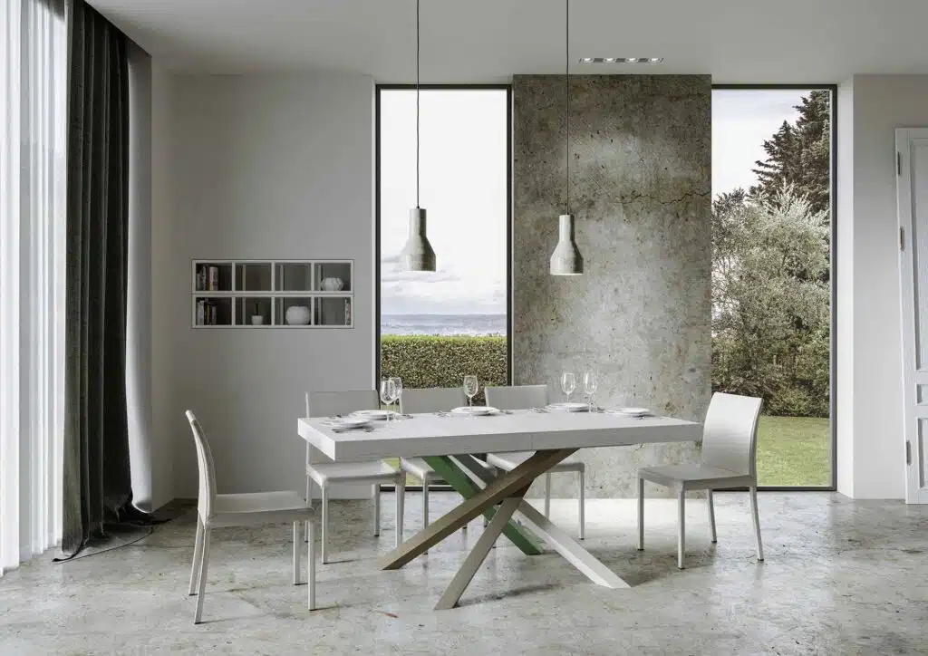 Tavolo allungabile 160/420x90 cm Volantis bianco frassino gambe multicolore 4/A - foto 2