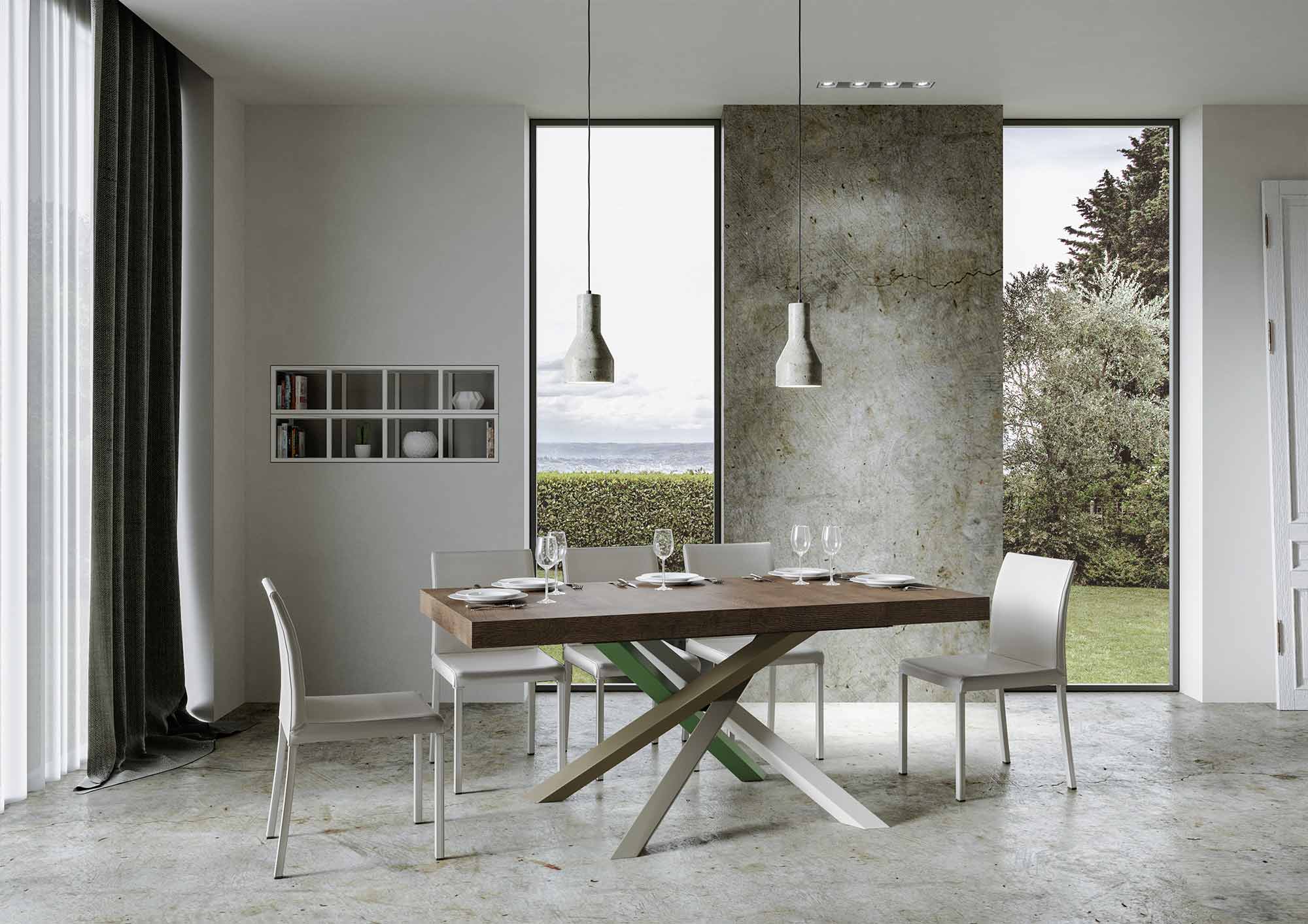 Tavolo allungabile 160/264x90 cm Volantis Premium noce gambe multicolore 4/A - immagine 2