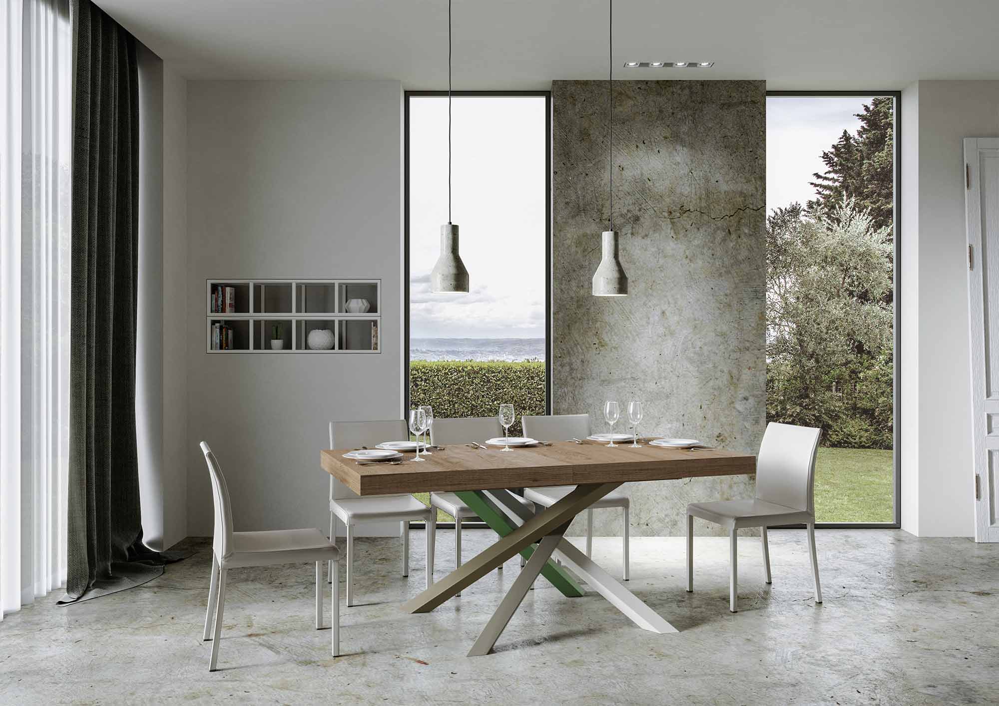 Tavolo allungabile 160/420x90 cm Volantis Premium quercia natura gambe multicolore 4/A - immagine 2