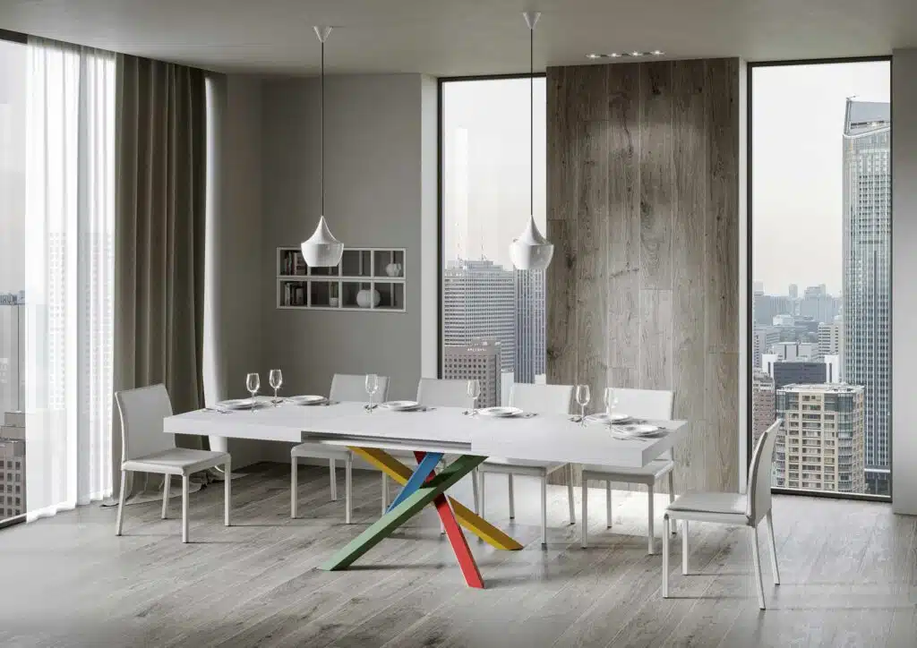 Tavolo allungabile 120/224x90 cm Volantis bianco frassino gambe multicolore 4/B - foto 3