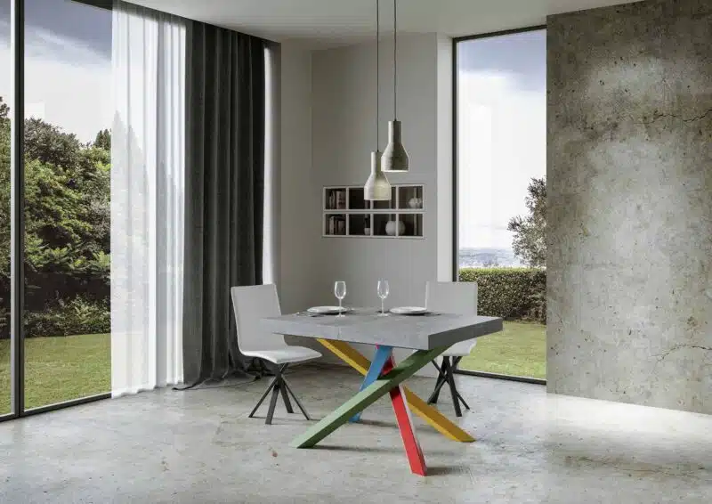 Tavolo allungabile 130/390x90 cm Volantis Premium cemento gambe multicolore 4/B - foto 2