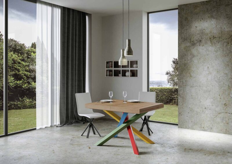 Tavolo allungabile 140/244x90 cm Volantis quercia natura gambe multicolore 4/B - immagine 2