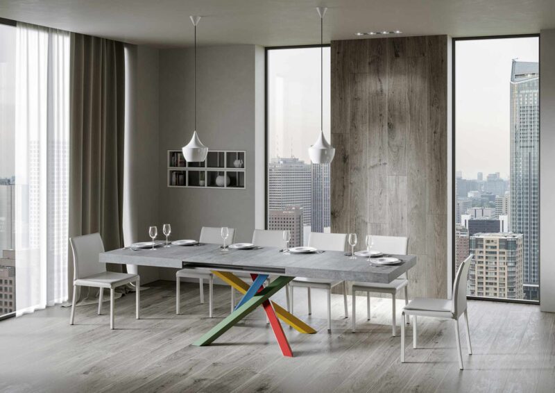 Tavolo allungabile 180/284x90 cm Volantis cemento gambe multicolore 4/B - immagine 3