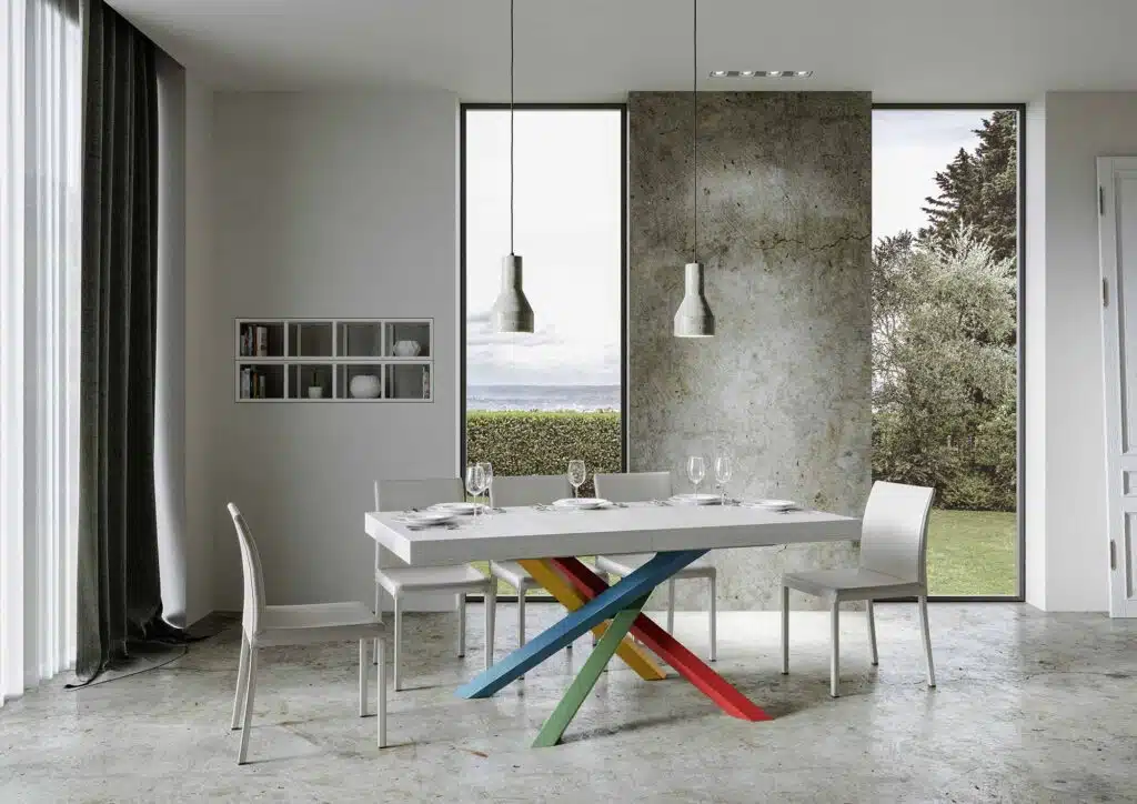 Tavolo allungabile 160/264x90 cm Volantis Premium bianco frassino gambe multicolore 4/B - foto 3