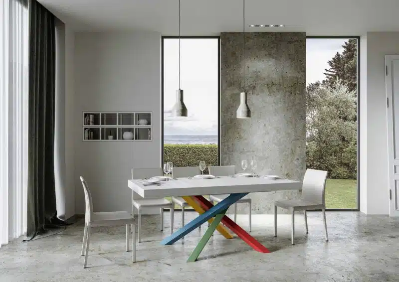 Tavolo allungabile 160/264x90 cm Volantis Premium bianco frassino gambe multicolore 4/B - foto 3