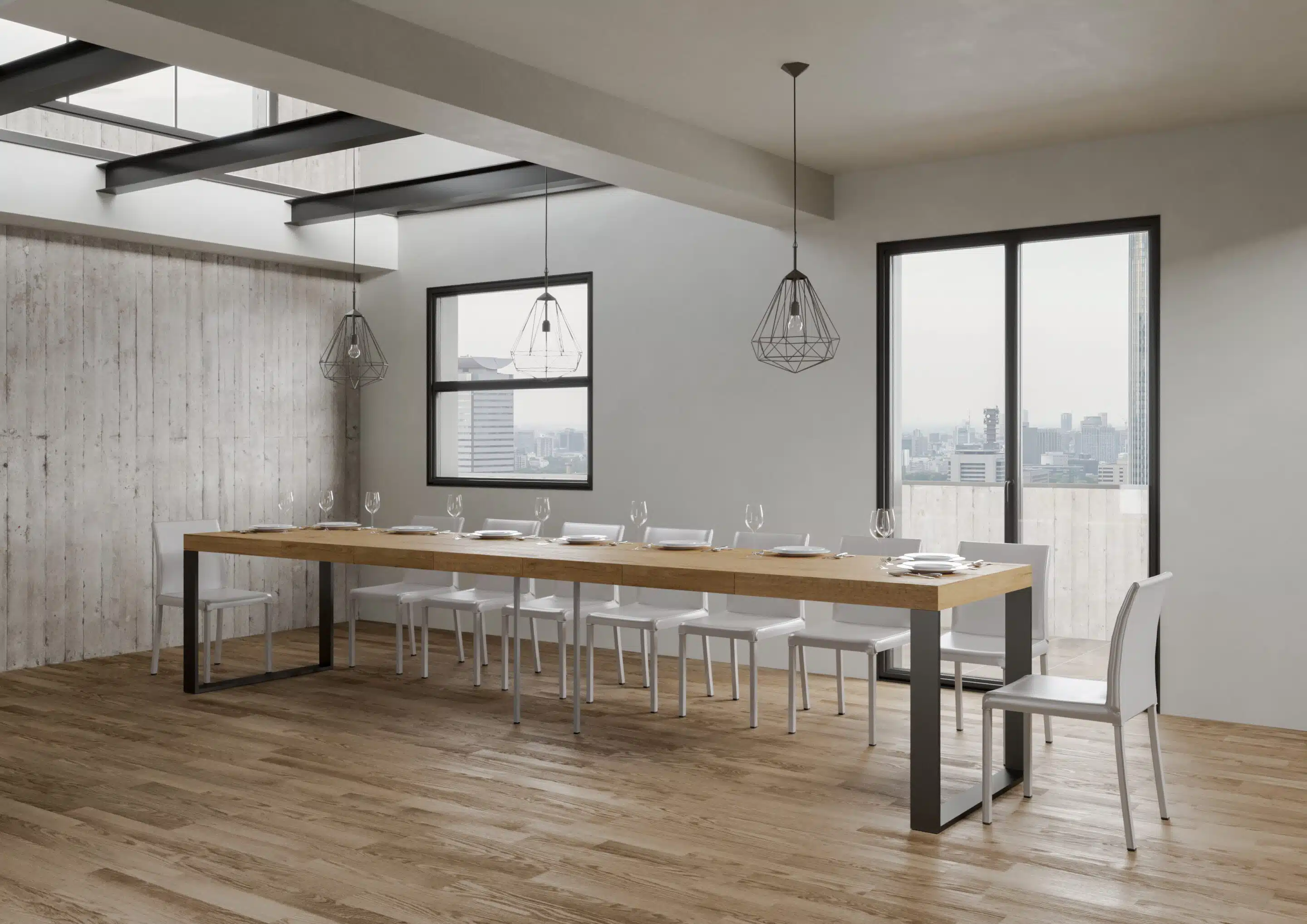 Tavolo allungabile 200/460x90 cm Tecno Premium quercia natura gambe antracite - immagine 4