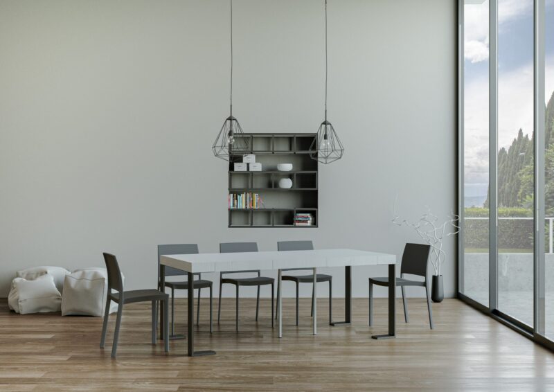 Consolle allungabile 90x40/196 cm Tecno Small Premium bianco frassino - immagine 3