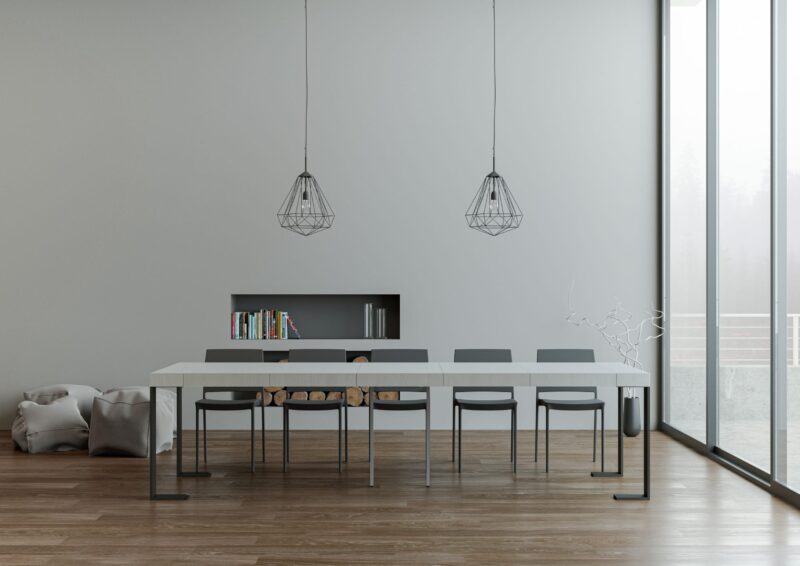 Consolle allungabile 90x40/300 cm Tecno Premium bianco frassino - immagine 4
