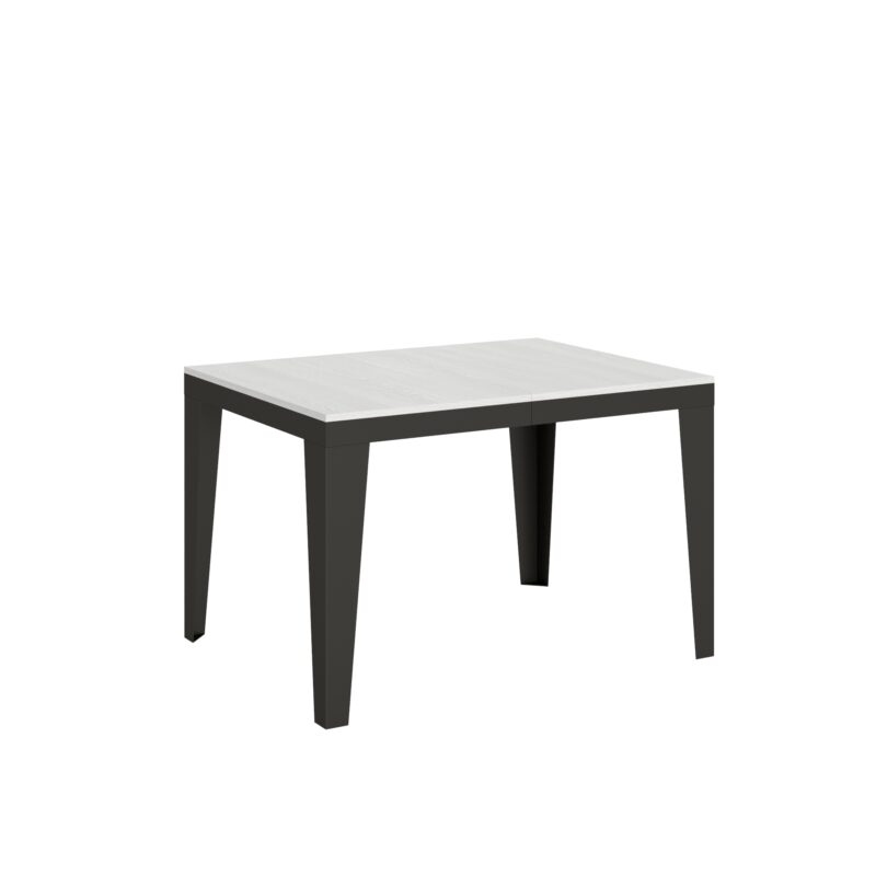 Tavolo allungabile 120/380x90 cm Flame Evolution bianco frassino telaio e gambe antracite