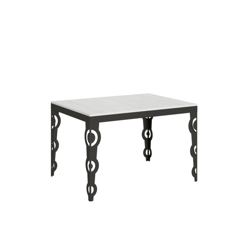 Tavolo allungabile 120/380x90 cm Karamay Evolution bianco frassino telaio e gambe antracite