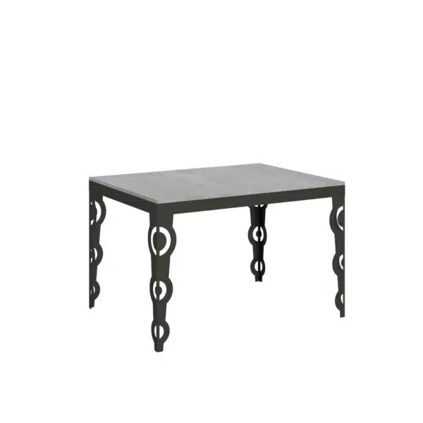 Tavolo allungabile 120/380x90 cm Karamay Evolution cemento telaio e gambe antracite