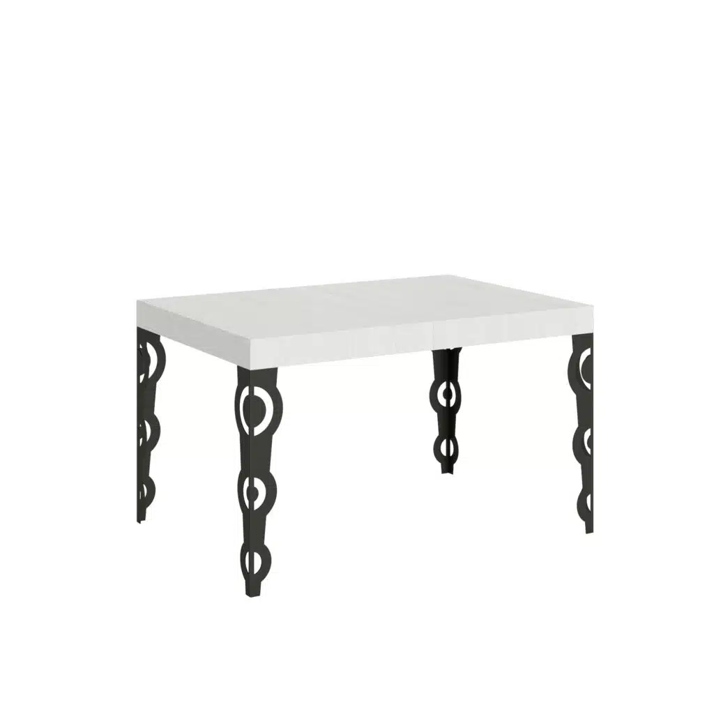 Tavolo allungabile 140/400x90 cm Karamay bianco frassino gambe antracite - foto 1