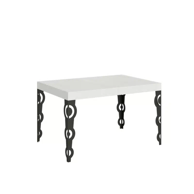 Tavolo allungabile 140/400x90 cm Karamay bianco frassino gambe antracite - foto 1