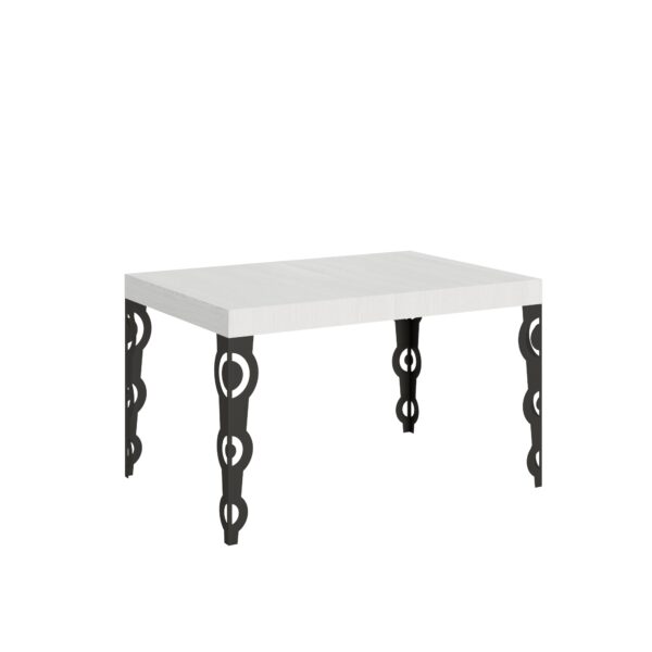 Tavolo allungabile 140/224x80cm Karamay bianco frassino gambe antracite