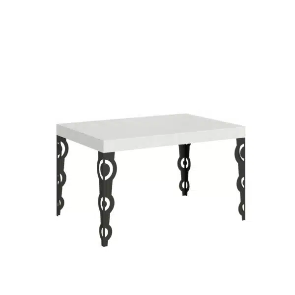 Tavolo allungabile 140/224x80cm Karamay bianco frassino gambe antracite