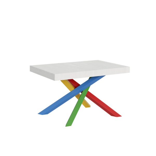 Tavolo allungabile 120/224x90 cm Volantis bianco frassino gambe multicolore 4/B