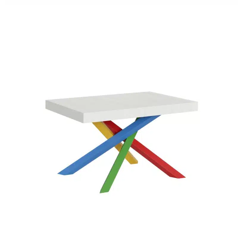 Tavolo allungabile 120/224x90 cm Volantis bianco frassino gambe multicolore 4/B - foto 1