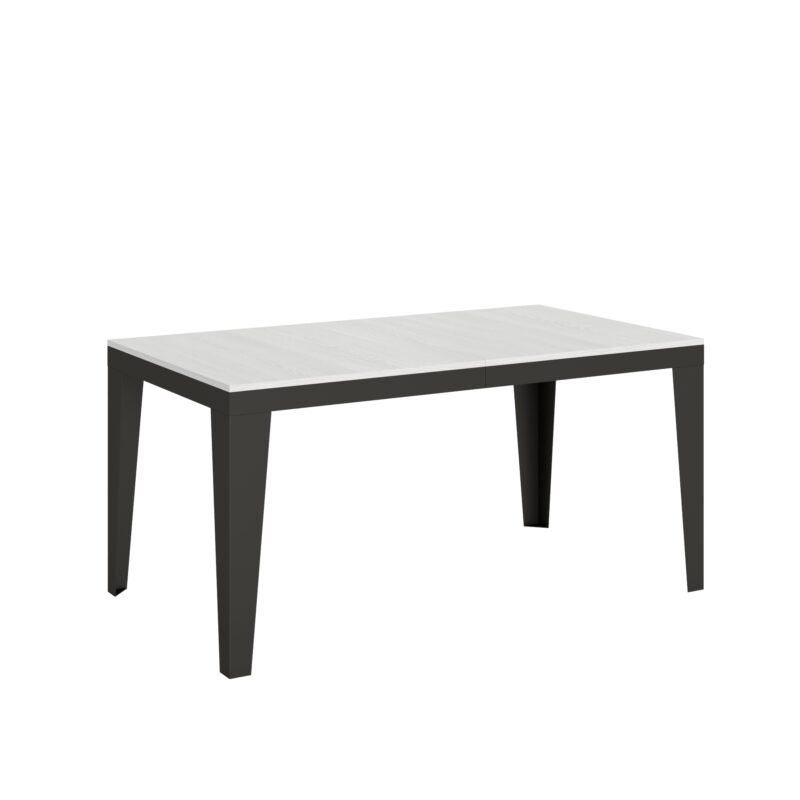 Tavolo allungabile 160/264x90 cm Flame Evolution bianco frassino telaio e gambe antracite