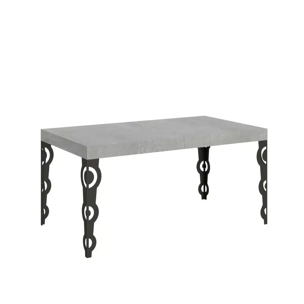 Tavolo allungabile 160/420x90 cm Karamay cemento gambe antracite
