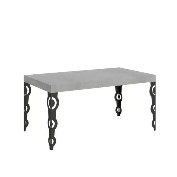 Tavolo allungabile 160/420x90 cm Karamay cemento gambe antracite