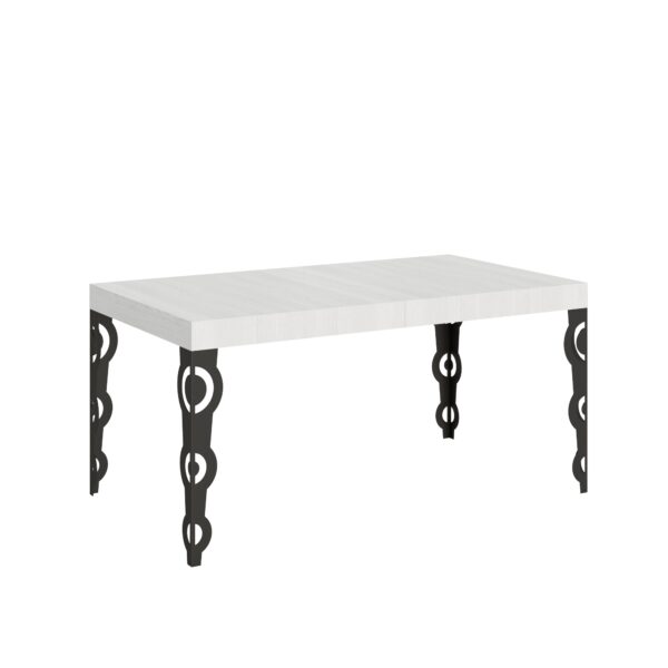 Tavolo allungabile 160/244x80 cm Karamay bianco frassino gambe antracite