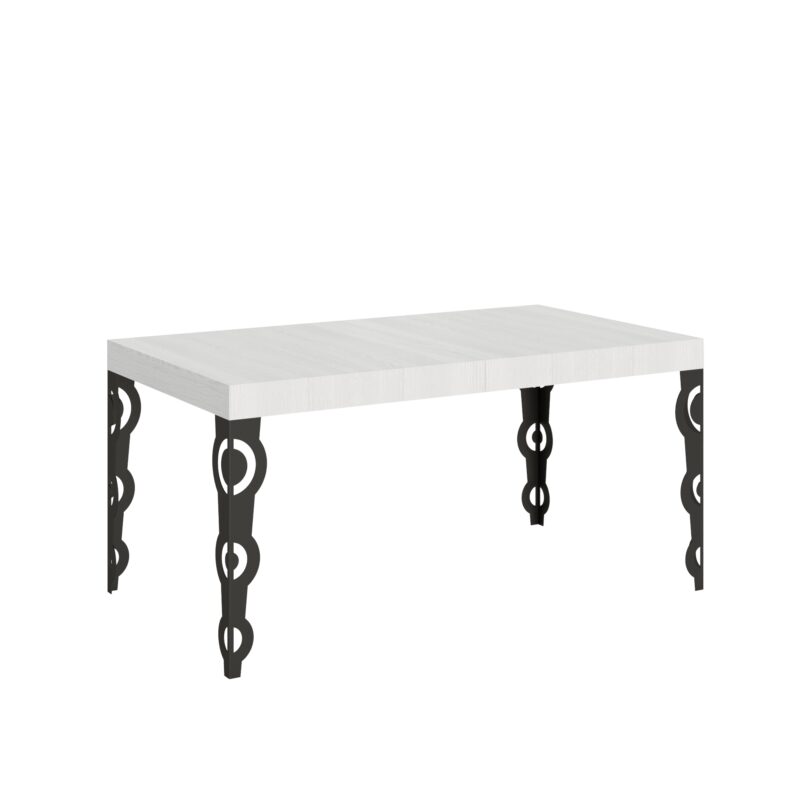 Tavolo allungabile 160/244x80 cm Karamay bianco frassino gambe antracite
