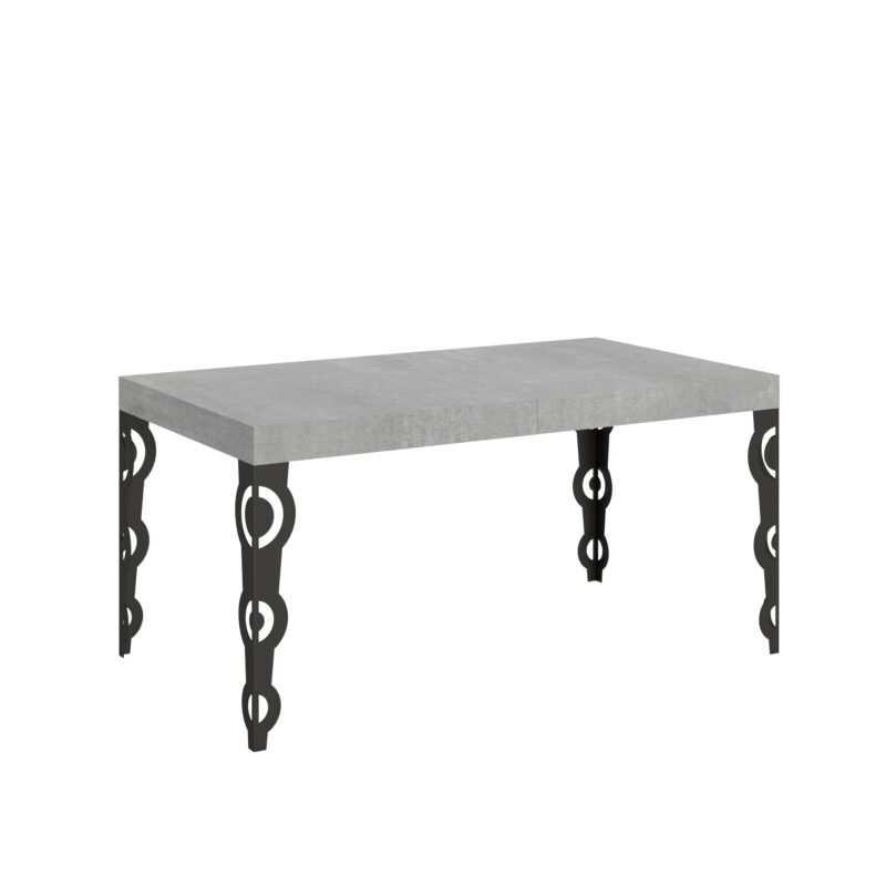 Tavolo allungabile 160/244x80 cm Karamay cemento gambe antracite
