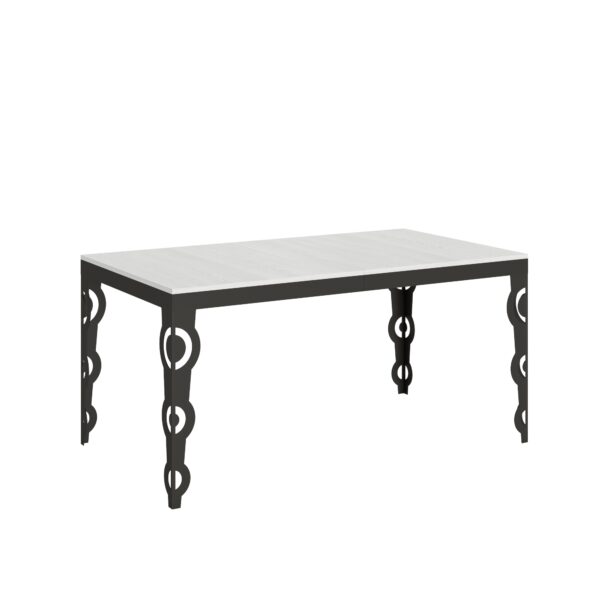 Tavolo allungabile 160/264x90 cm Karamay Evolution bianco frassino telaio e gambe antracite