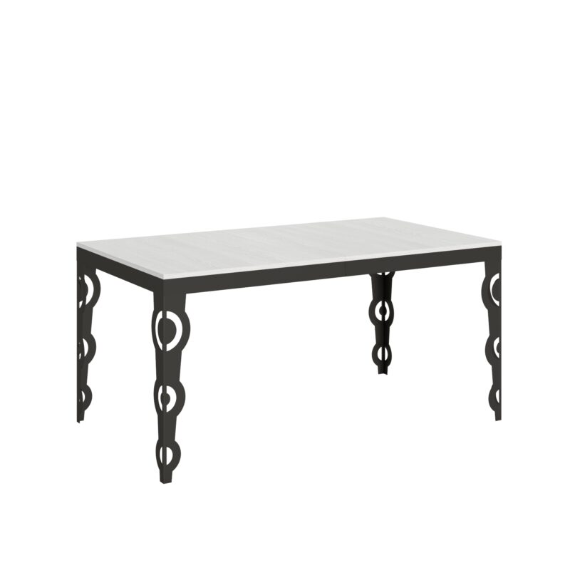 Tavolo allungabile 160/264x90 cm Karamay Evolution bianco frassino telaio e gambe antracite