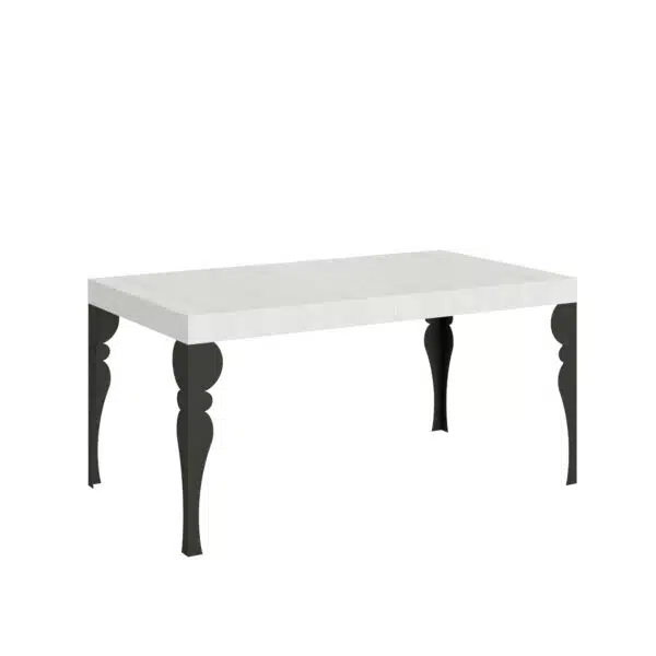 Tavolo allungabile 160/244x80 cm Paxon bianco frassino gambe antracite