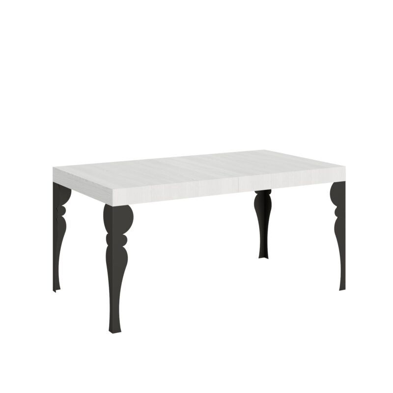 Tavolo allungabile 160/244x80 cm Paxon bianco frassino gambe antracite