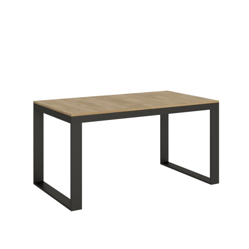 Tavolo allungabile 160/264x90 cm Tecno Evolution quercia natura telaio e gambe antracite