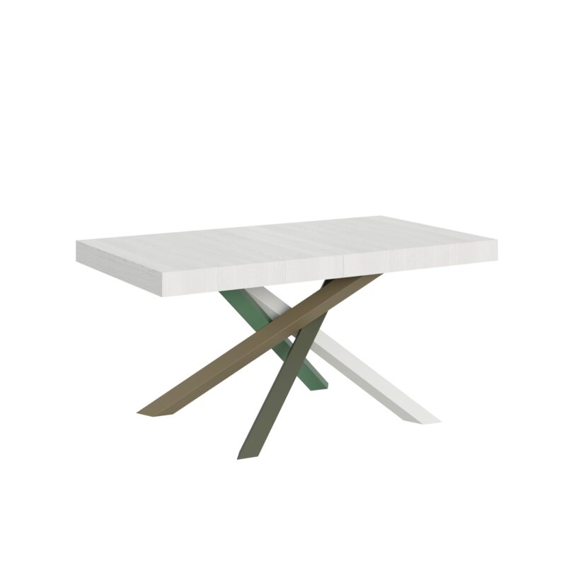 Tavolo allungabile 160/420x90 cm Volantis bianco frassino gambe multicolore 4/A
