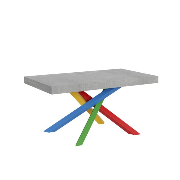 Tavolo allungabile 160/420x90 cm Volantis cemento gambe multicolore 4/B