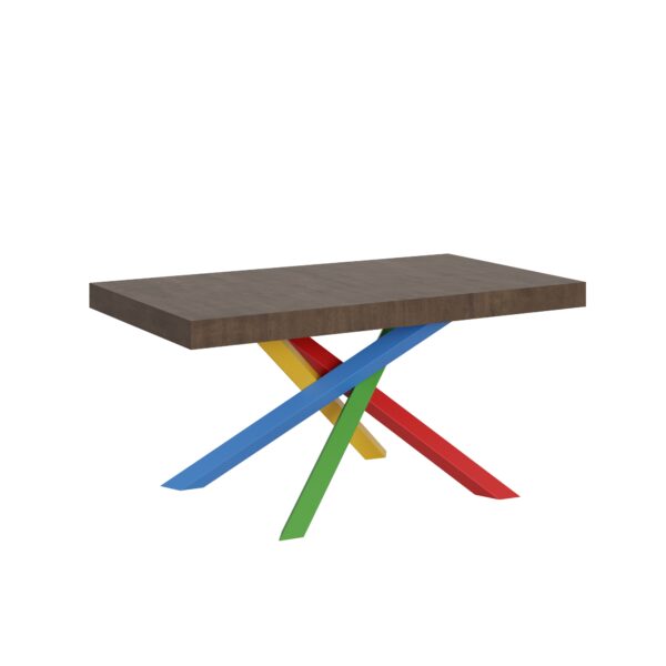 Tavolo allungabile 160/264x90 cm Volantis noce gambe multicolore 4/B