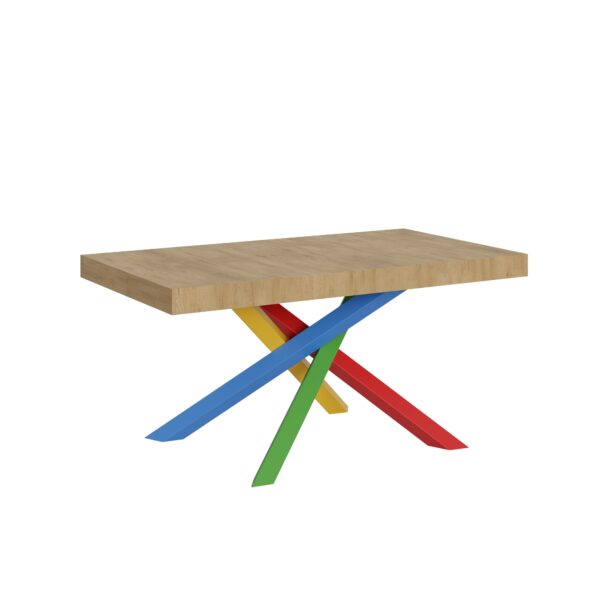 Tavolo allungabile 160/264x90 cm Volantis quercia natura gambe multicolore 4/B