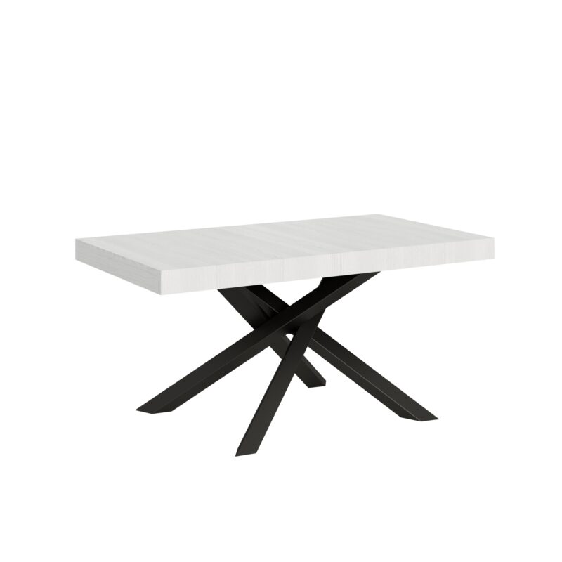 Tavolo allungabile 160/264x90 cm Volantis bianco frassino gambe antracite